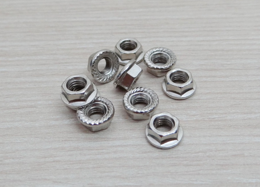 M6 Hex Flange Nut Metal Lock Nuts DIN6923 Nickel Plating (10ตัว/ถุง)