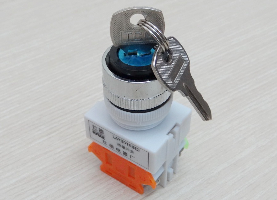 LAY37-11Y2 Rotary Switch + key 2 position 10A Flush 1NO/1NC 22mm (Self-lock)