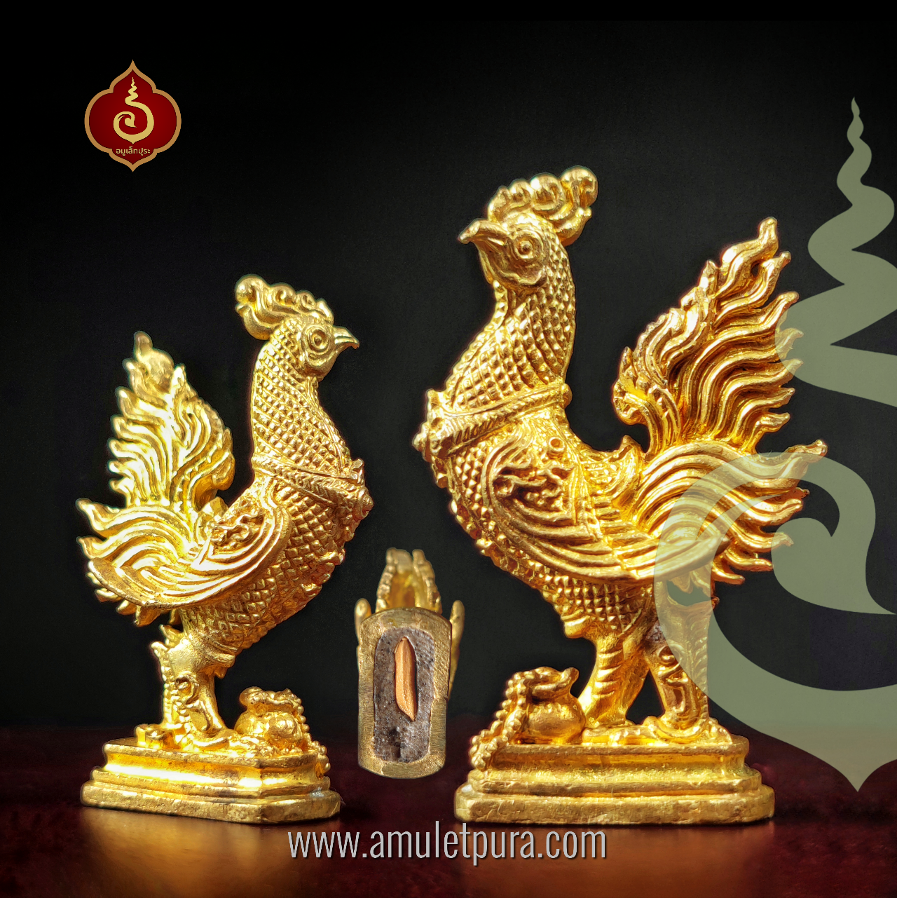 พญาไก่ฟ้ามหาลาภ (เนื้อทองทิพย์) ปี55 หลวงปู่เช้า วัดห้วยลำใย จ.นครสวรรค์ (ใต้ฐานอุดผงพญาเลี้ยง ฝังข้าวเปลือกเสก 1 เม็ด)