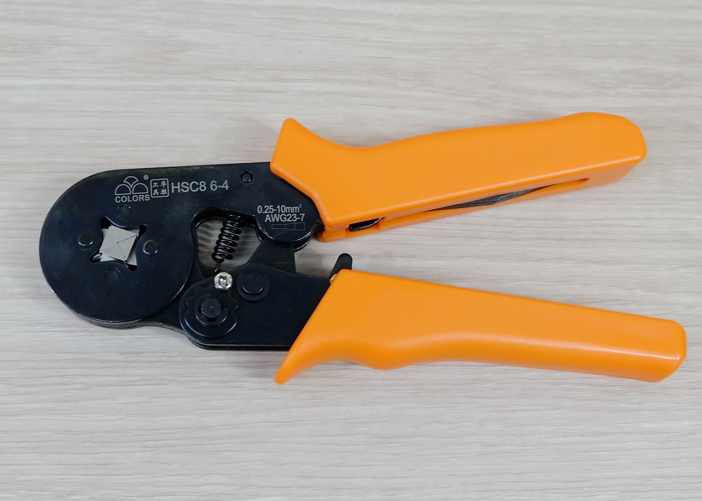 HSC8 6-4 คีมเข้าหัวสายไฟ 0.25-10 mm Tubular Terminal Crimper 23-7AWG