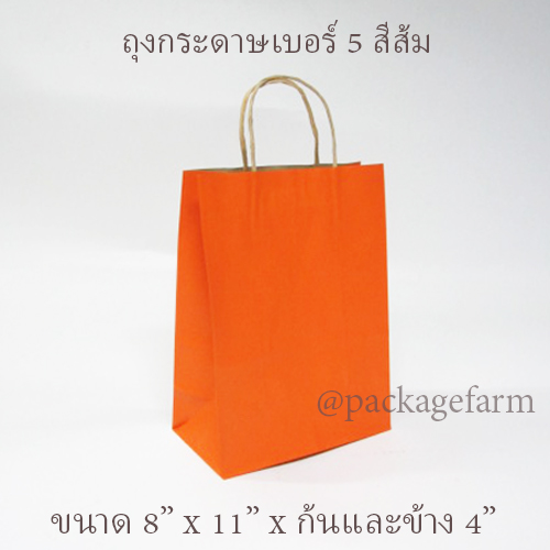 ถุงกระดาษคราฟท์หูเกลียว เบอร์ 5 สีต่างๆ ขนาด 8"1/4 x 11" x 4"1/4 ( 21 x 29 x 11 cm)