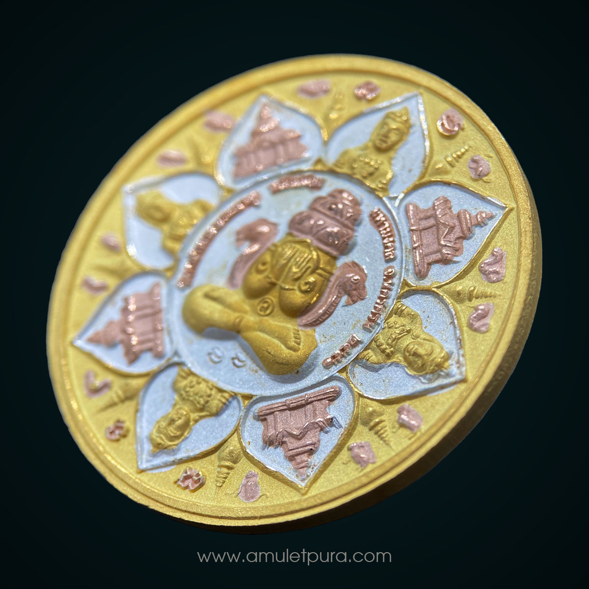 จตุคามรามเทพ หลัง พระปิดตาพังพระกาฬ รุ่นหลักเมืองมหามงคล50 (เนื้อสามกษัตริย์ขนาด 3.2 ซม.) วัดพระมหาธาตุวรมหาวิหาร จ.นครศรีธรรมราช (มีโค้ด)