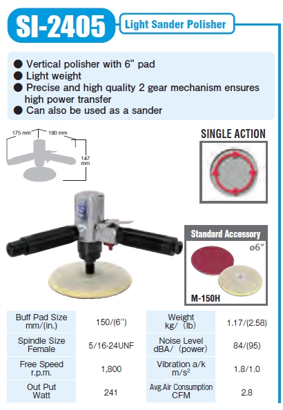 Shinano รุ่น SI-2405 เครื่องขัดเงาสีรถยนต์ 6 นิ้ว รุ่นเบา CAR POLISHERS
