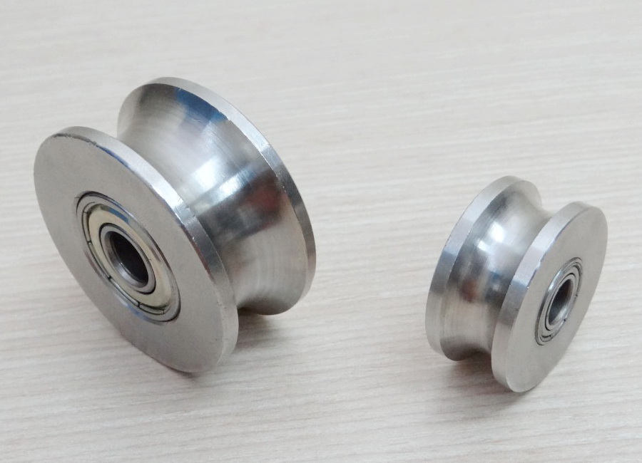 304 stainless steel 16mm U groove type ball bearing roller wheel Bore 10mm