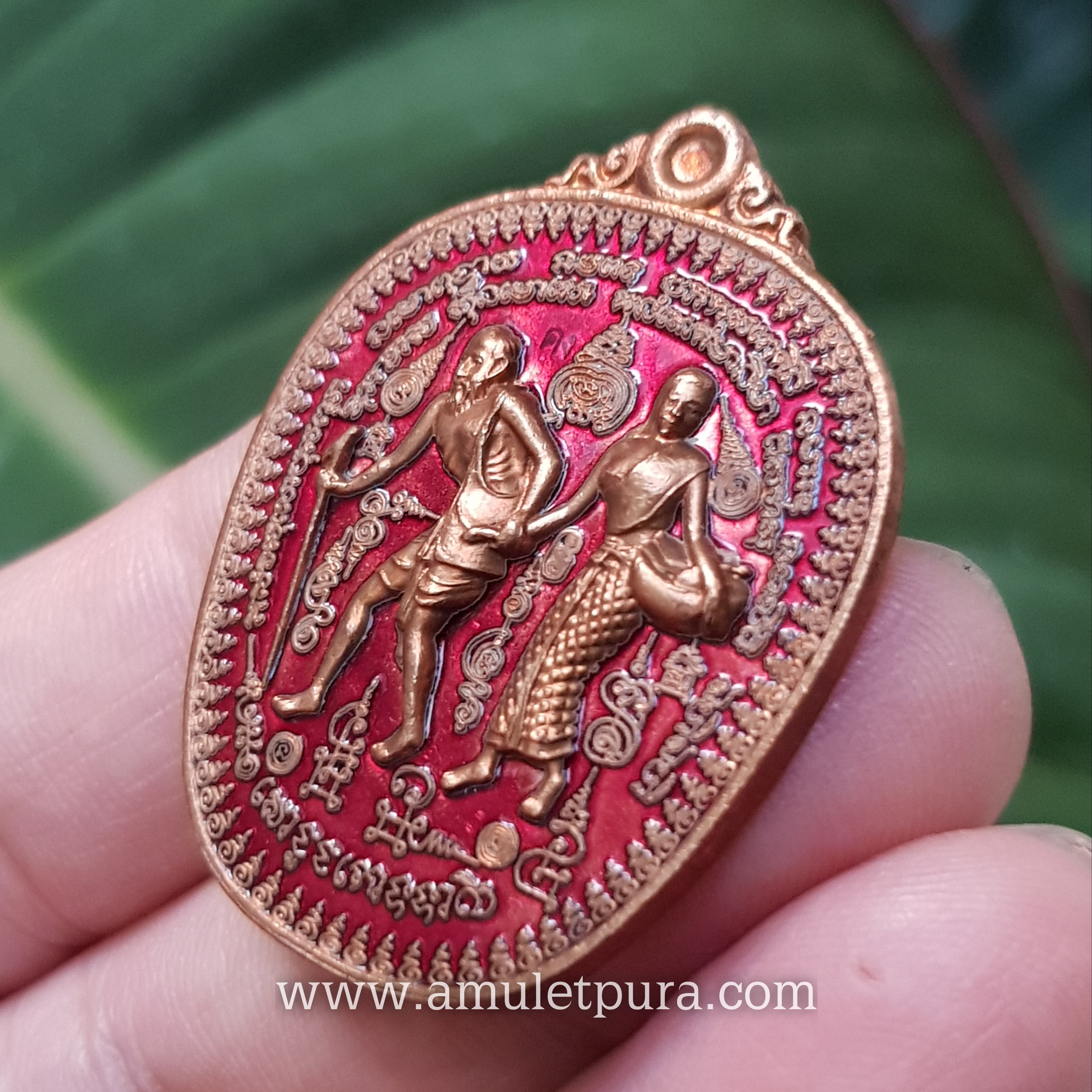 ชูชกจูงนาง(ทองแดงลงยาสีแดง)รุ่นเศรษฐีโภคทรัพย์ ปี56 หลวงพ่อสัญญา วัดกลางบางแก้ว จ.นครปฐม(มีโค้ด หมายเลข๒๕๒)