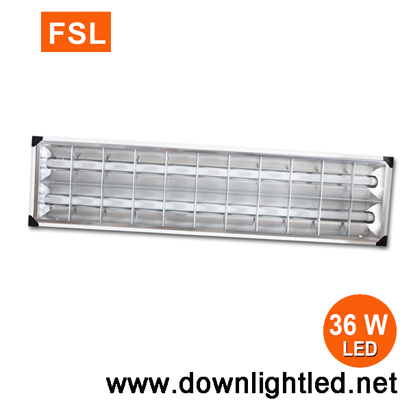 โคมตะแกรงฝังฝ้าทีบาร์ 2x18 36w ยี่ห้อ FSL (แสงส้ม)