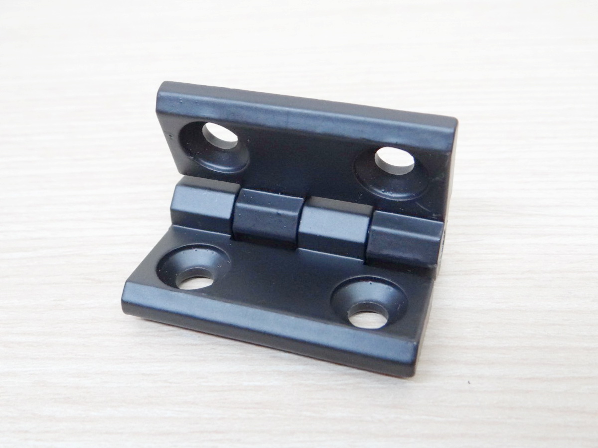 บานพับ Hinge 50x50 mm Zinc alloy ระยะรู 30x30 mm, รูยึด 6.5 mm (สีดำ)