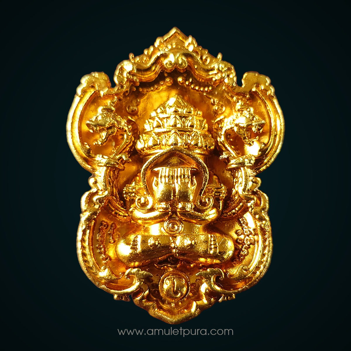 เหรียญหล่อศรีมหาราชพังพกาฬ หลังพระพุทธสิหิงค์ทรงครุฑ เนื้อมหาชนวนทองศรัทธา รุ่นเลื่อนขั้น-เลื่อนฐานะ เงินทองไหลมา ปี63 วัดพระมหาธาตุ จ.นครศรีธรรมราช (ประกอบ 2 ชิ้น บรรจุกริ่ง มีโค้ด หมายเลข 42)