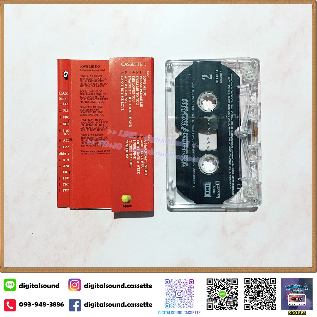 ⚠️ม้วนมีรอยแตก ขายเทปเพลง เทปคาสเซ็ท THE BEATLES อัลบั้ม The Beatles 1962-1966