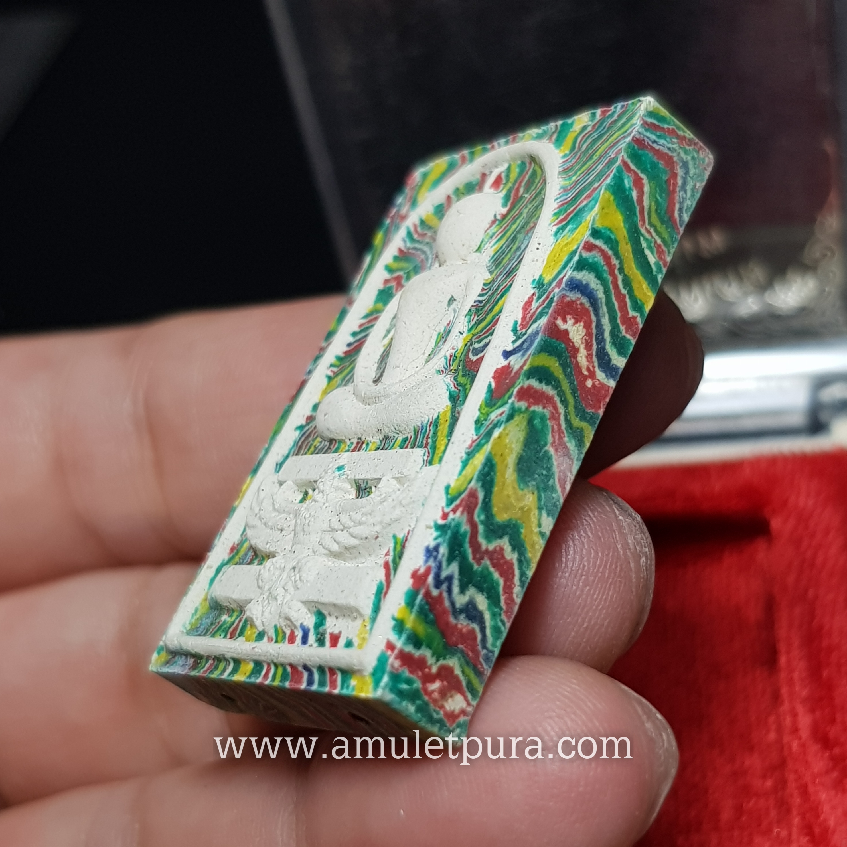 พระสมเด็จทรงครุฑ ลายพิเศษ (ลายสายรุ้ง ฝังตะกรุด 2 ดอก) รุ่นเมตตาบารมี แพ94 ปี40 หลวงพ่อแพ วัดพิกุลทอง จ.สิงห์บุรี