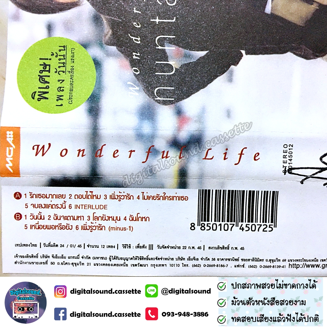 เทปเพลง เทปคาสเซ็ท หนุ่ย นันทกานต์ ฤทธิวงศ์ อัลบั้ม Wonderful Life