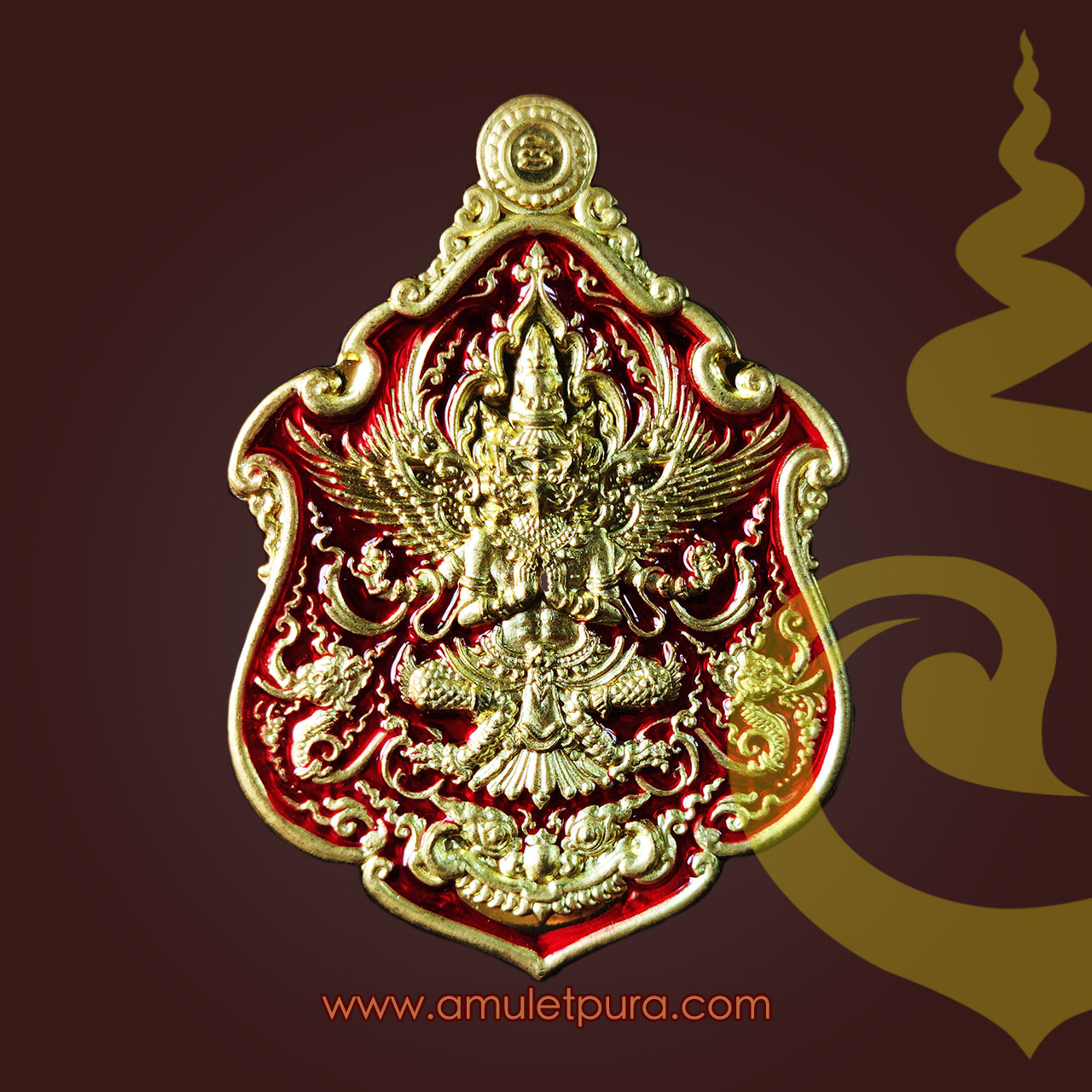 เหรียญพญาครุฑ(ทองทิพย์ลงยาแดง)รุ่นเจ้าสัวเวนไตย ปี63 หลวงพ่อฟู วัดบางสมัคร จ.ฉะเชิงเทรา(มีโค้ด หมายเลข 446)