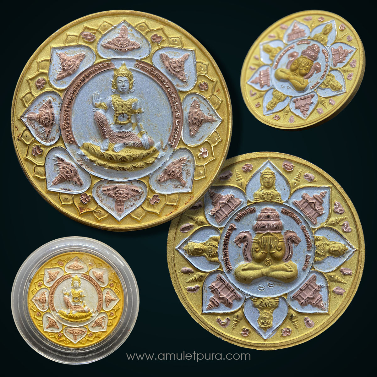 จตุคามรามเทพ หลัง พระปิดตาพังพระกาฬ รุ่นหลักเมืองมหามงคล50 (เนื้อสามกษัตริย์ขนาด 3.2 ซม.) วัดพระมหาธาตุวรมหาวิหาร จ.นครศรีธรรมราช (มีโค้ด)