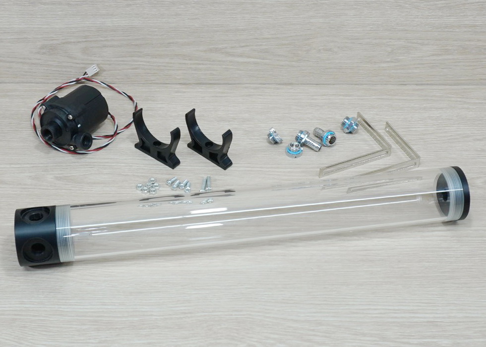 400mm Cylinder Water Tank G1/4" Thread XHC8 + SC600 Pump 12V 19W