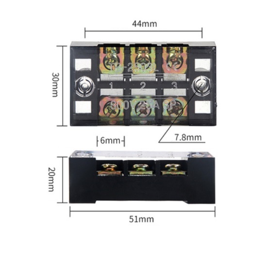 Terminal Blocks TB-2503 (600V 25A 3P) Patch Panel Wiring Row Junction Box