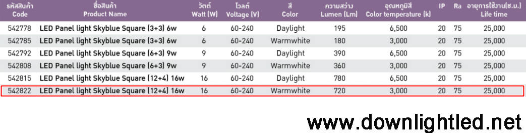 ดาวน์ไลท์ LED EVE 16w (แสงส้ม)