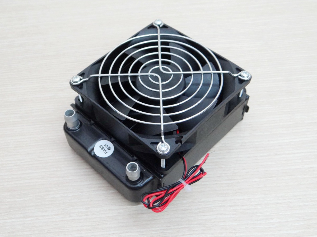 90mm Aluminum Radiator Water Cooling 10 Tube Heat Exchanger (หัวจุก 10mm) + 1 Fan 12V DC