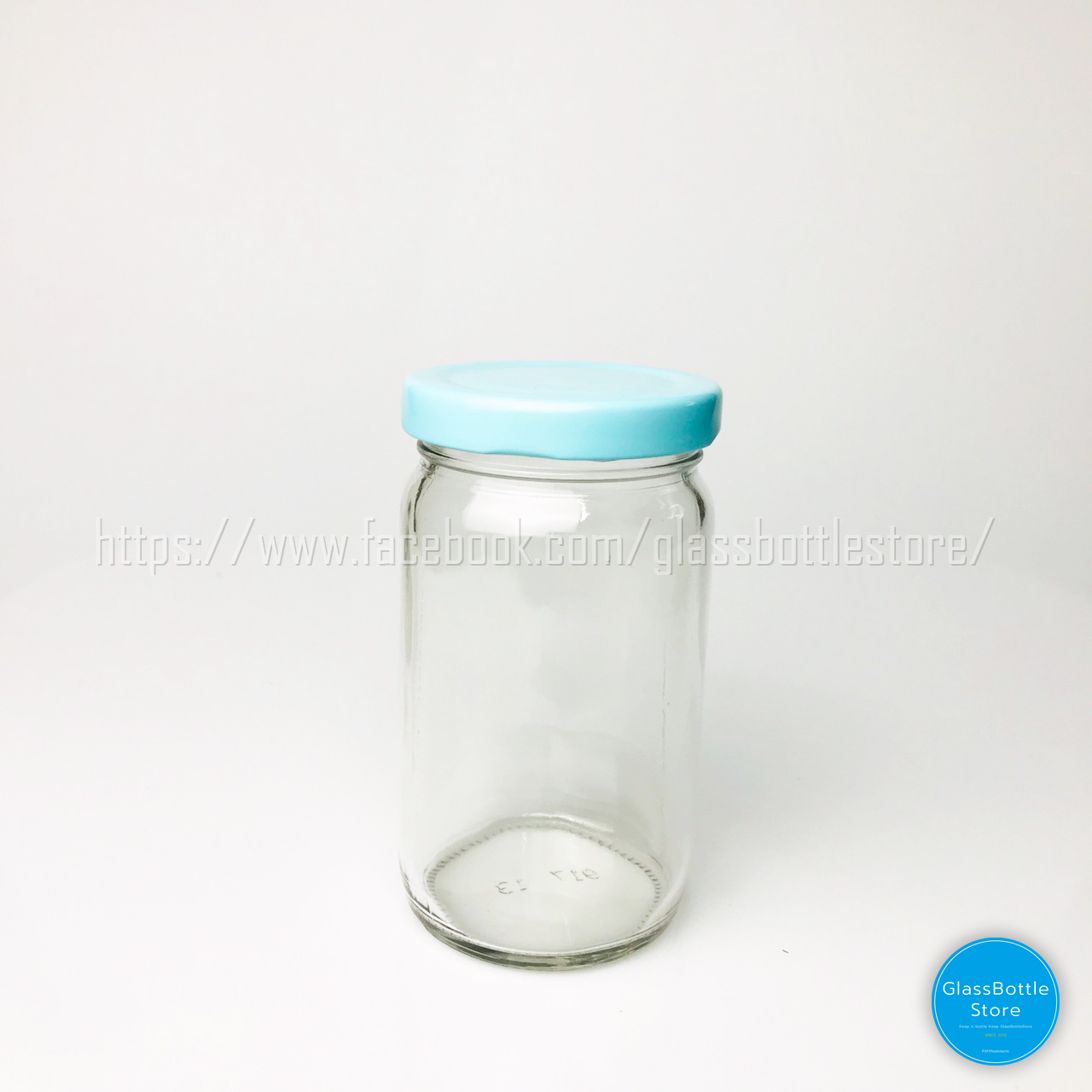 ขวดแก้ว แยม 240ml(8oz) ฝาเกลียวล็อคสีฟ้า