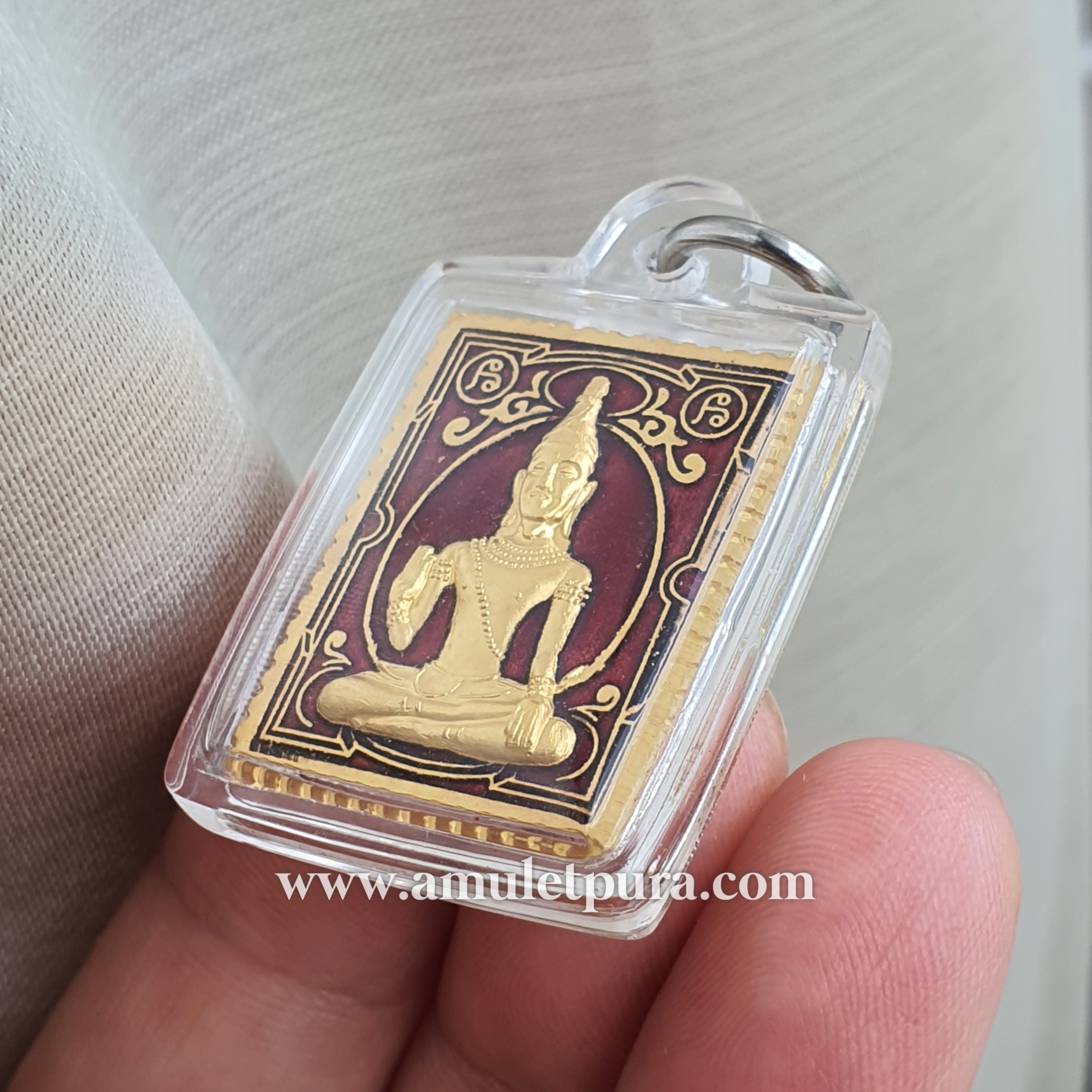 เหรียญแสตมป์ พระมหาเทพมุนีนอโมหลังพระพิฆเนศ (กะไหล่ทองลงยา) ปี52 พ่อท่านชม วัดศาลาไพ จ.นครศรีธรรมราช (พร้อมเลี่ยมกันน้ำ)