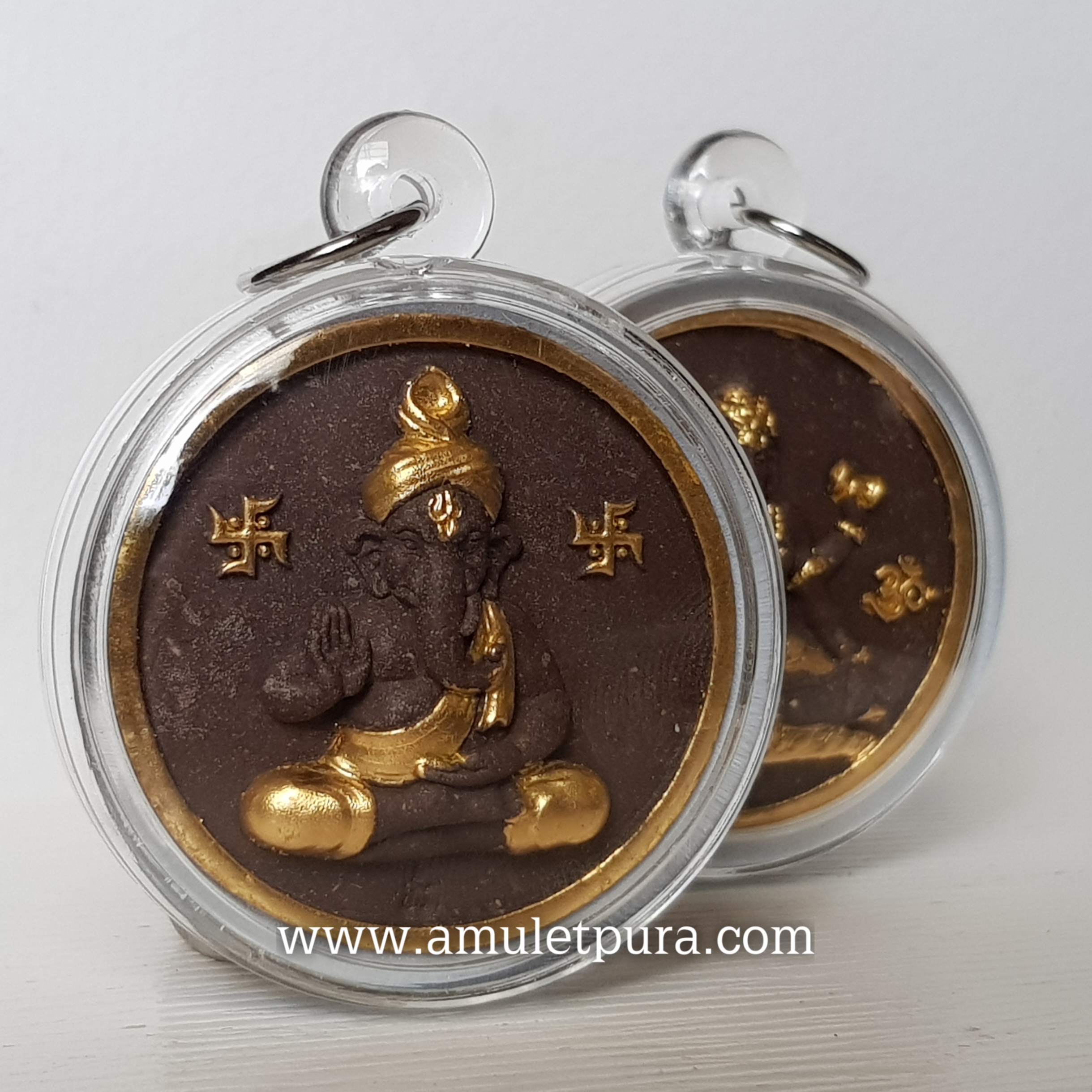 สองมหาเทพ (ผงว่าน108 สีน้ำตาลปิดทอง) ปี53 อาจารย์สุบิน นะหน้าทอง (พร้อมกรอบอะคริลิค มีโค้ดกำกับ)