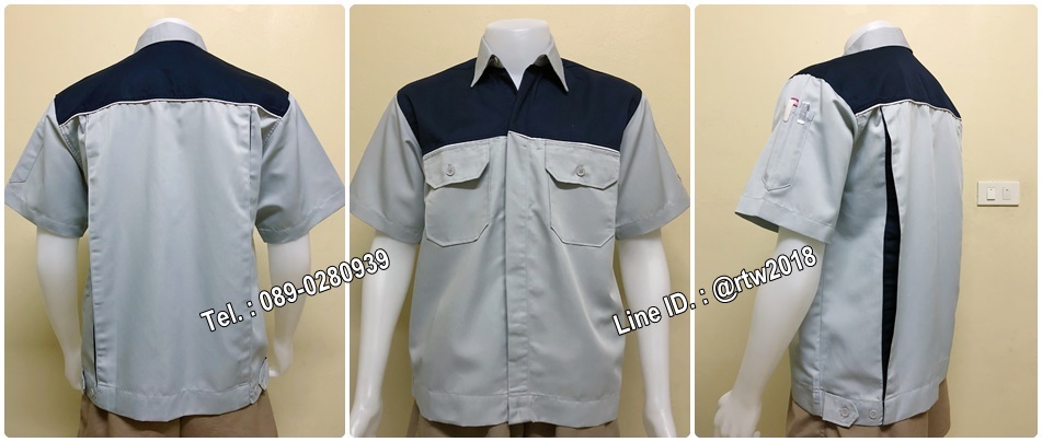 เสื้อช็อปแขนสั้นแบบเทาอกกรมกุ้นขาว (รหัส A28)