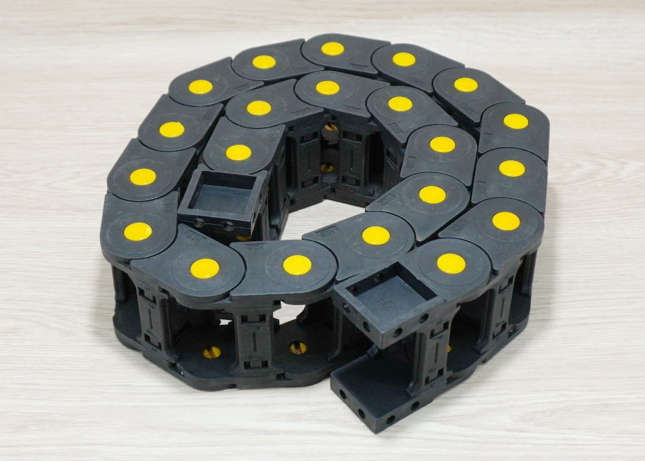 25 X 50 mm Cable Drag Chain R55mm ยาว 1M และ End Connectors (Bridge opening)