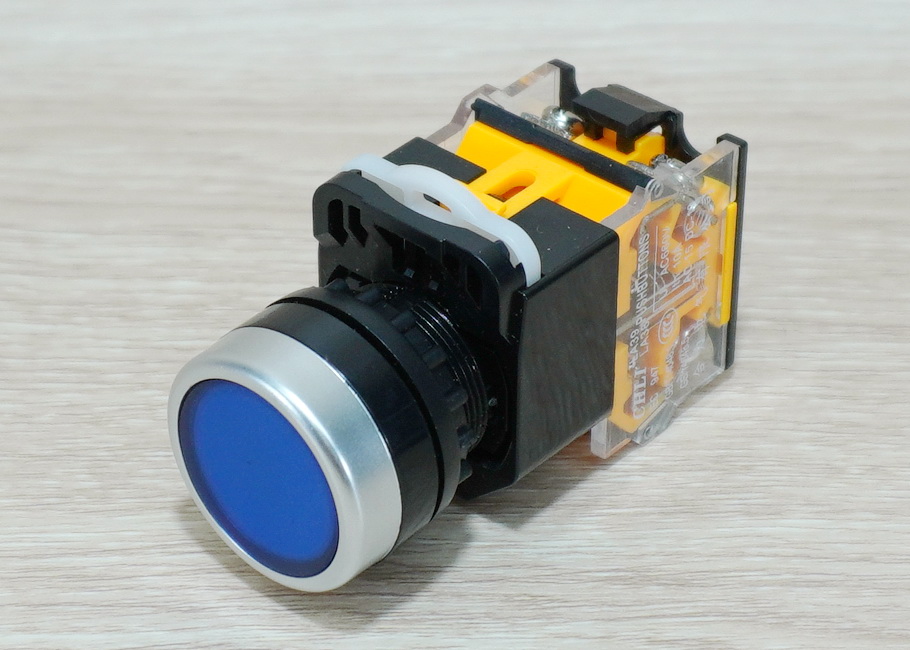 LA38 22mm Flat Head Pushbutton Switch 1NO/1NC Reset (Blue - กดติด-ปล่อยดับ) LA38-11BN