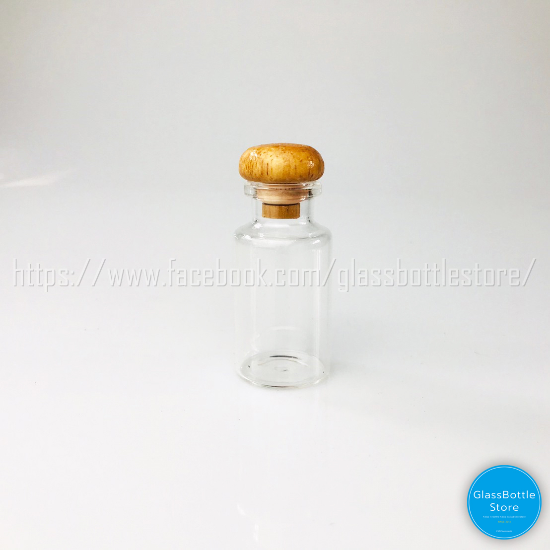 ขวดแก้ว จิ๋ว บาง 15ml ฝาไม้