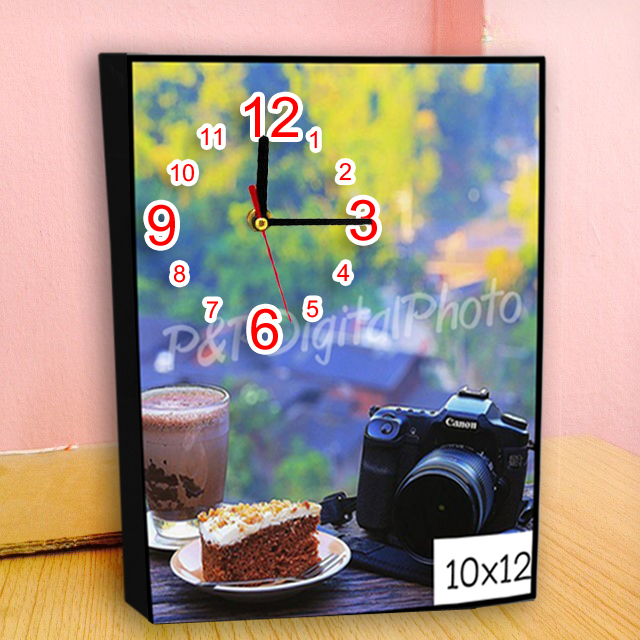อัดรูปออนไลน์ ล้างรูปราคาถูก ขนาดอัดรูป 10x12 + กรอบลอย + นาฬิกา