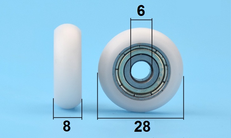 6x28x8mm Nylon Plastic Wheel With Bearings 626ZZ