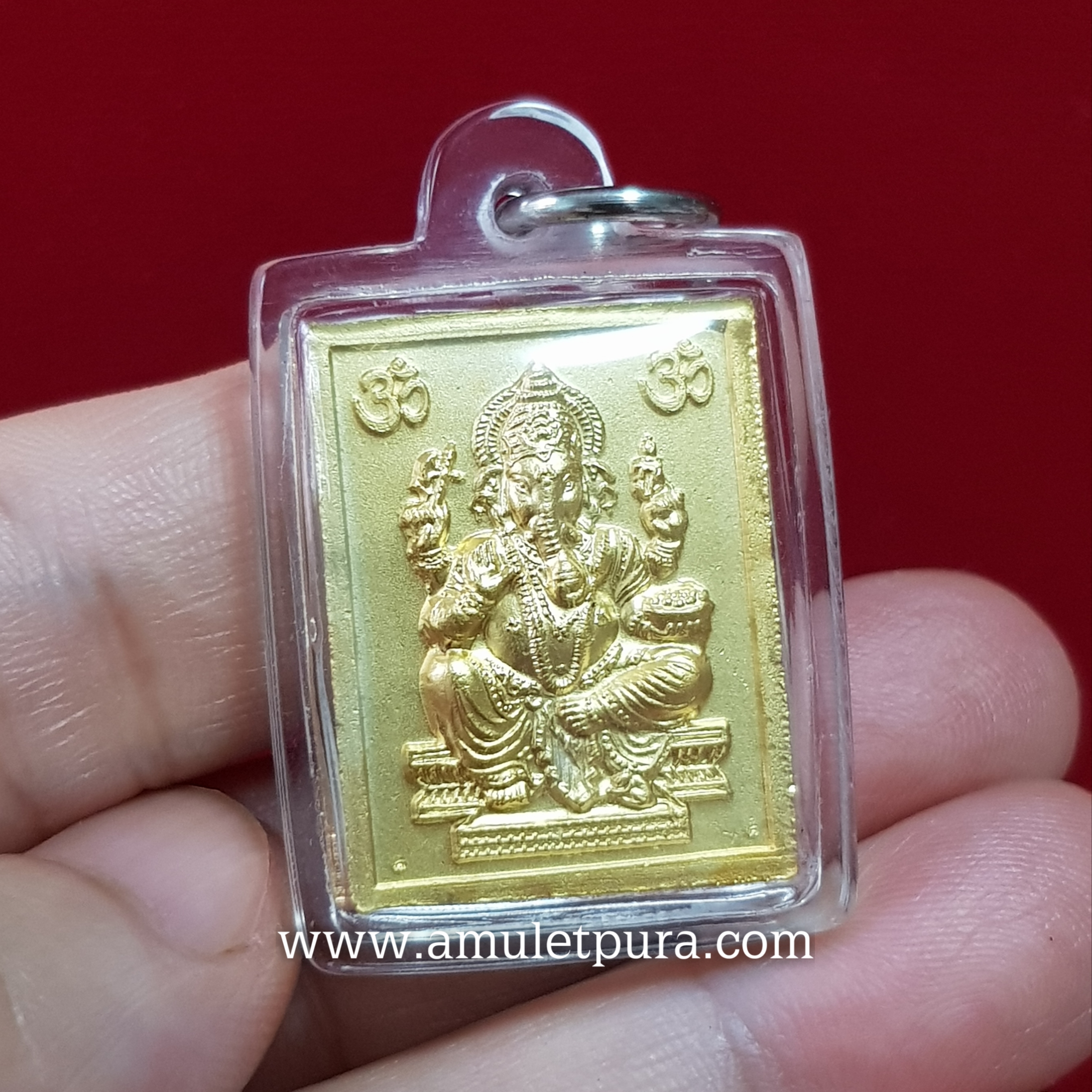 เหรียญแสตมป์ พระมหาเทพมุนีนอโมหลังพระพิฆเนศ (กะไหล่ทองลงยา) ปี52 พ่อท่านชม วัดศาลาไพ จ.นครศรีธรรมราช (พร้อมเลี่ยมกันน้ำ)