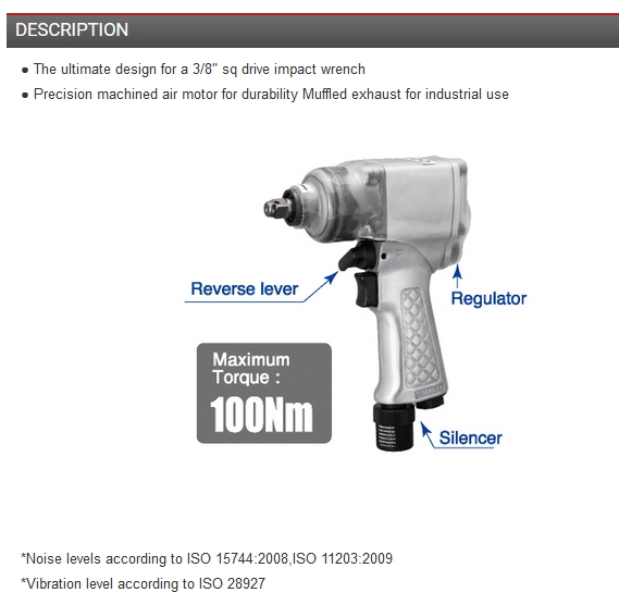 Shinano รุ่น SI-1365 บ็อกลม 3/8" รุ่นปืนงานหนัก Double Hammer ญี่ปุ่น IMPACT WRENCHES