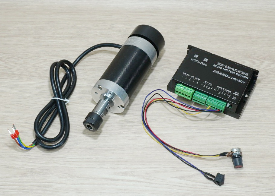 500W ER16 Brushless Spindle DC Motor (Max.12000rpm) + WS55-220 Brushless DC Motor Driver 48V 500W