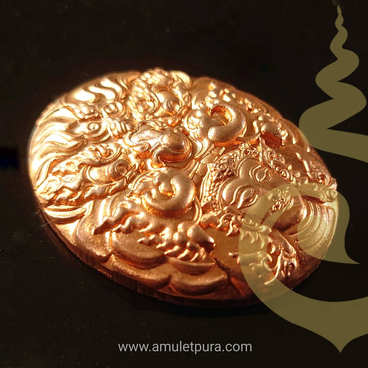 เหรียญหน้ากากเทพพญาราหูคุ้มดวง (เนื้อสัมฤทธิ์แดง) รุ่นเจริญทรัพย์ ปี56 พระอาจารย์ประสูติ วัดในเตา จ.ตรัง