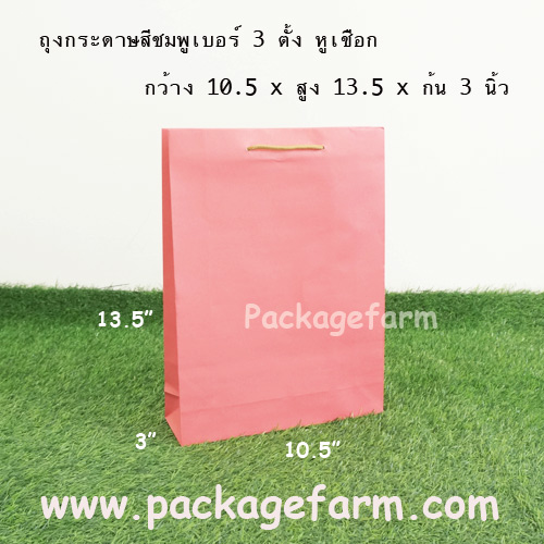 ถุงกระดาษสีเบอร์ 3 ทรงตั้ง ขนาด 10"1/2 x 13"1/2 x 3"