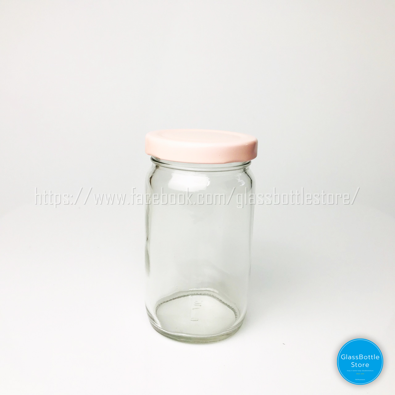 ขวดแก้ว แยม 240ml(8oz) ฝาเกลียวล็อคสีชมพู