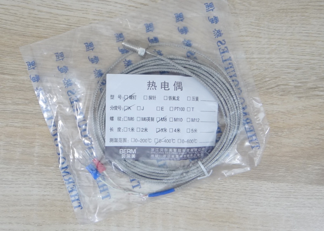 3M Cable หัวเกลียว 8mm K Type Thermocouple 0-400C Sensor Probe