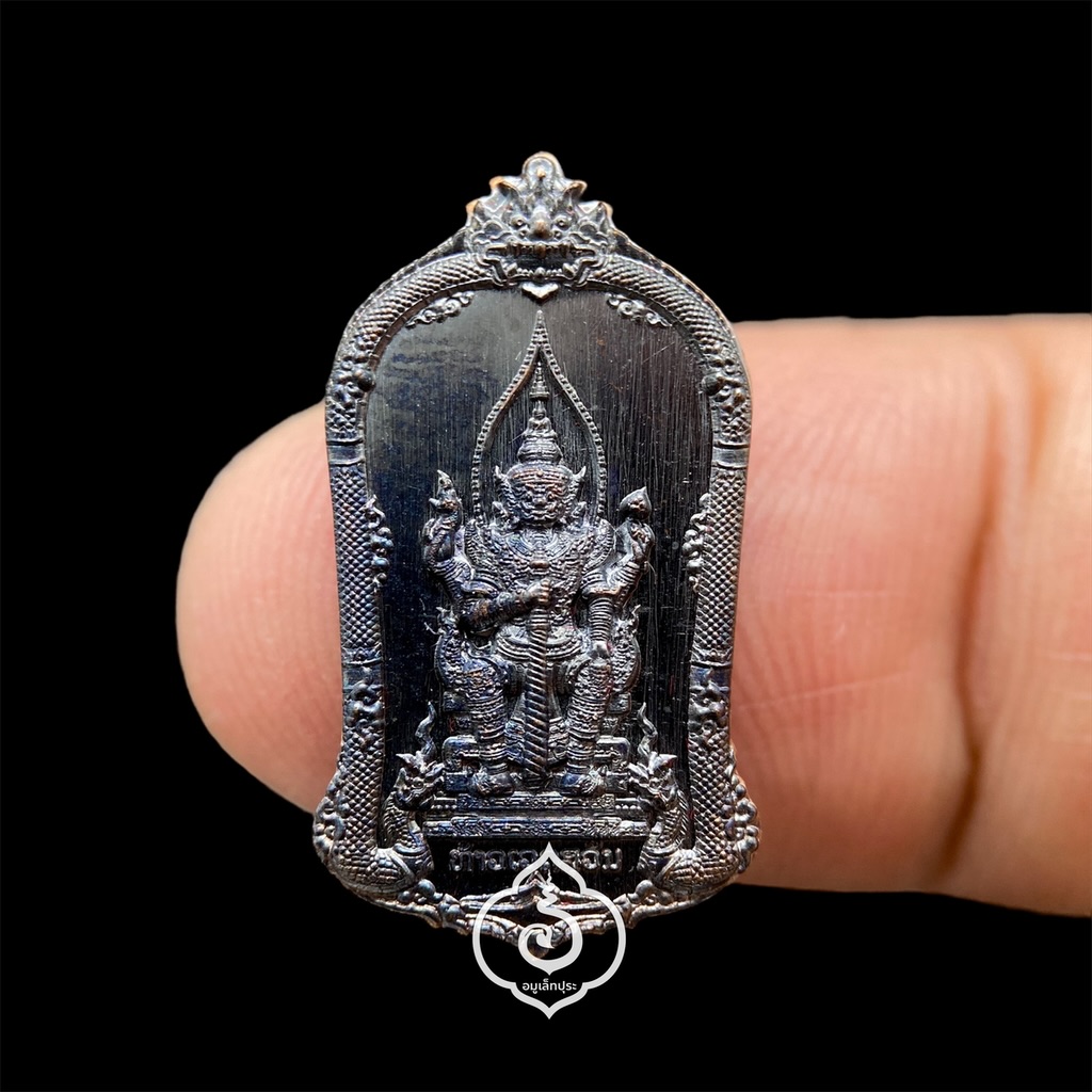 ปรกท้าวเวสสุวรรณหลังราหู (เนื้อทองแดงรมดำ) รุ่นปลดหนี้ ปี63 วัดมีไชยาราม นครหลวงเวียงจันทน์ สปป.ลาว (ตอกโค้ด หมายเลข 222 เลขมงคล)