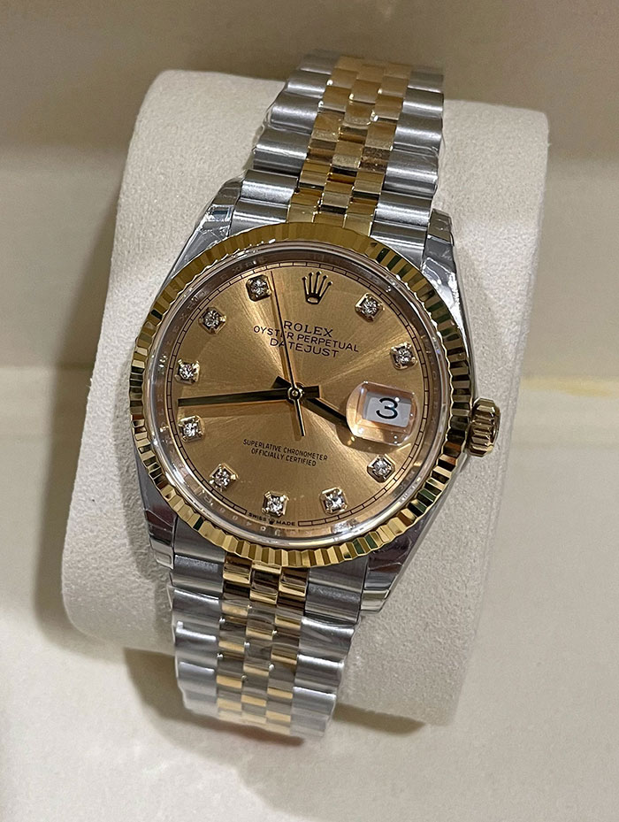 ROLEX DATEJUST 36 MM. YELLOWGOLD EWF