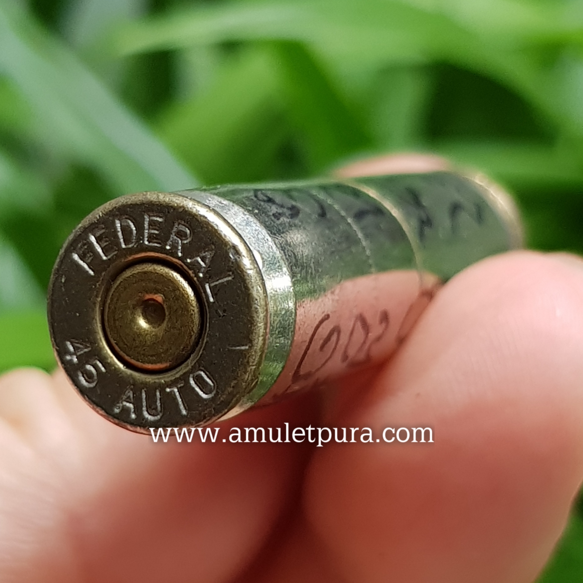 ตะกรุดลูกปืน.45 (ปลอกสแตนเลส จารยันต์สองชั้น) ปี50 หลวงปู่แผ้ว วัดกำแพงแสน จ.นครปฐม