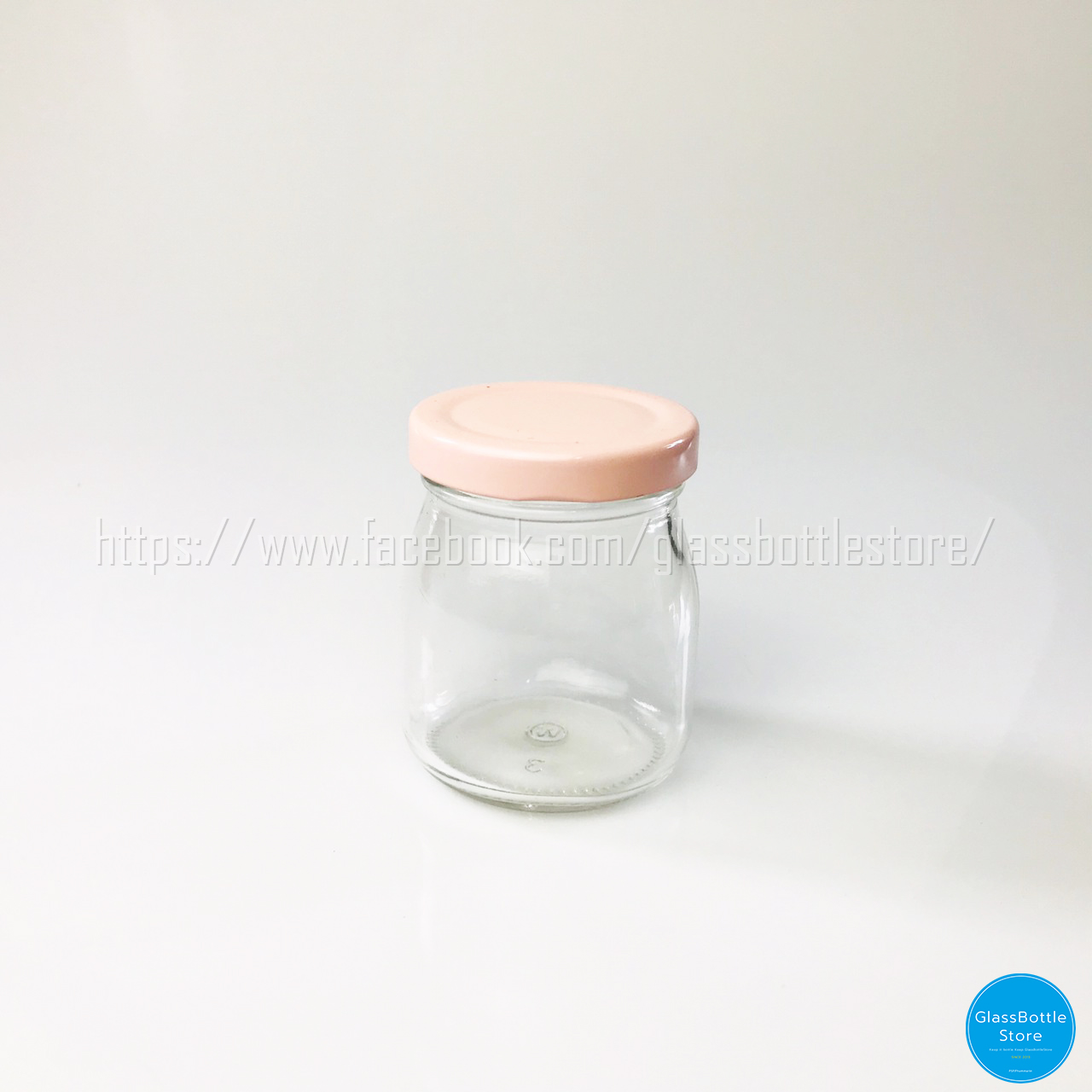 ขวดแก้วพุดดิ้ง 150ml ฝาเกลียวล็อคสีชมพู