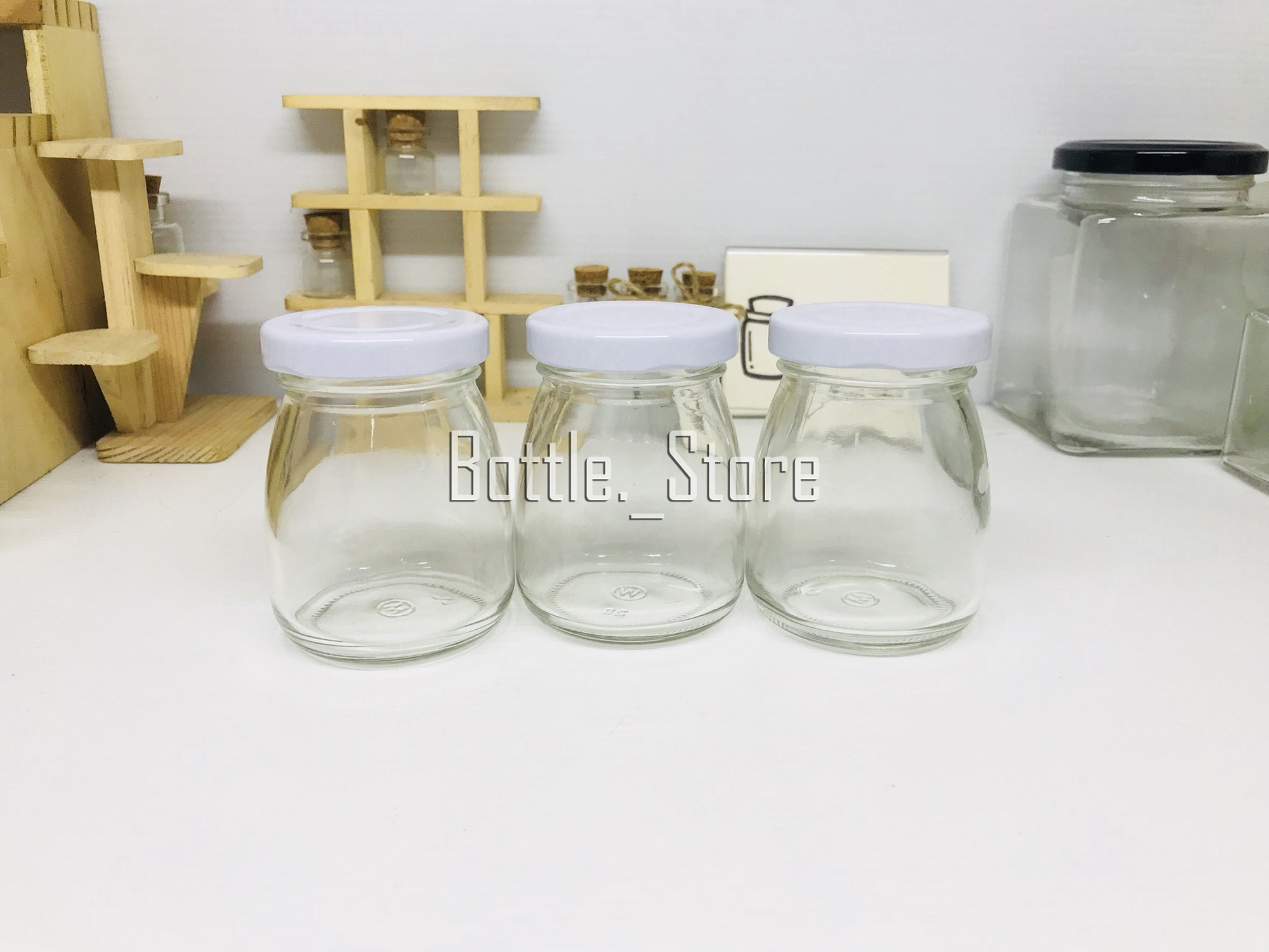 ขวดพุดดิ้ง 100ml ฝาเกลียวล็อคสีขาว