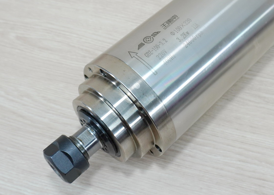3.2 kw 220V ER20 Water Cooled Spindle Motor (4 Bearing) GDZ-100-3.2 Ø100x220 mm