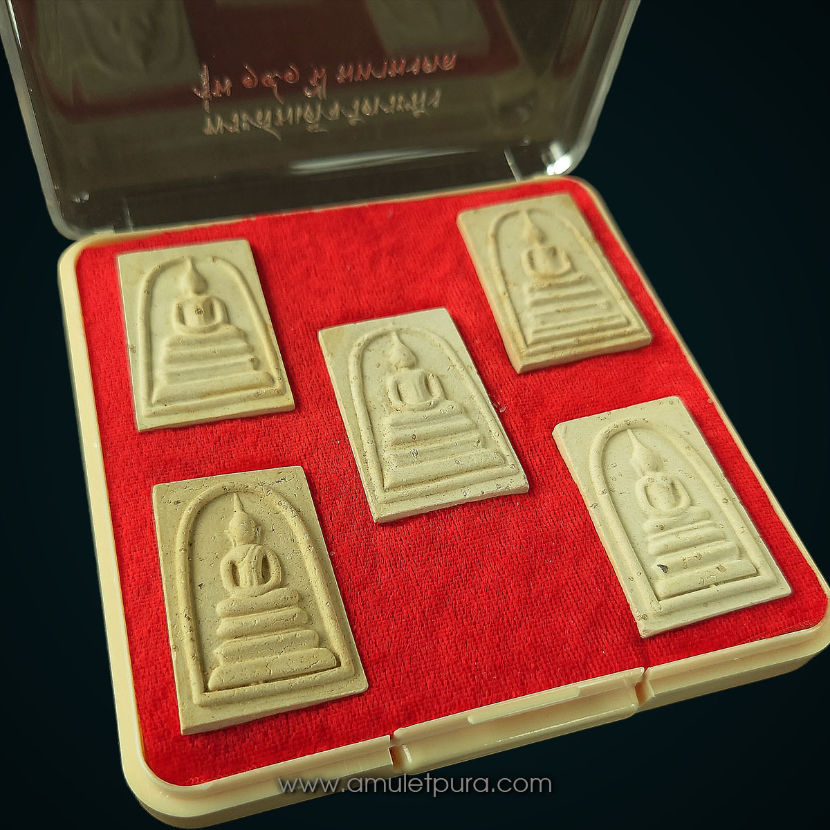 พระสมเด็จวัดระฆัง ชุดกรรมการเบญจภาคี โรยผงเก่า รุ่น141 ปี มหามงคล ปี56 วัดระฆังโฆสิตาราม (คณะ2) กรุงเทพฯ (1 ชุด มี 5 พิมพ์ หลังปั้มตราวัดระฆัง)