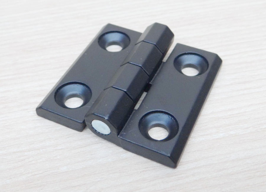 บานพับ Hinge 50x50 mm Zinc alloy ระยะรู 30x30 mm, รูยึด 6.5 mm (สีดำ)