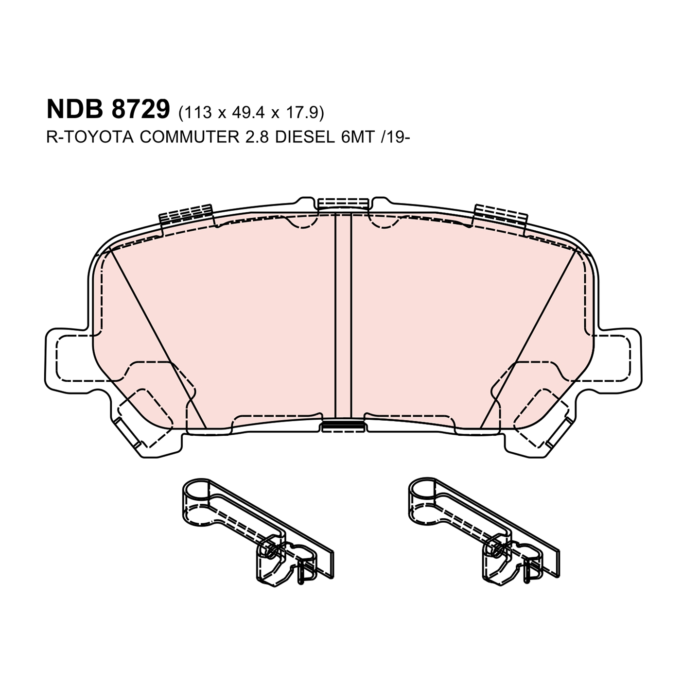 ผ้าเบรค Nexzter Mu Spec - Majesta / Commuter ปี 19-On (หลัง)