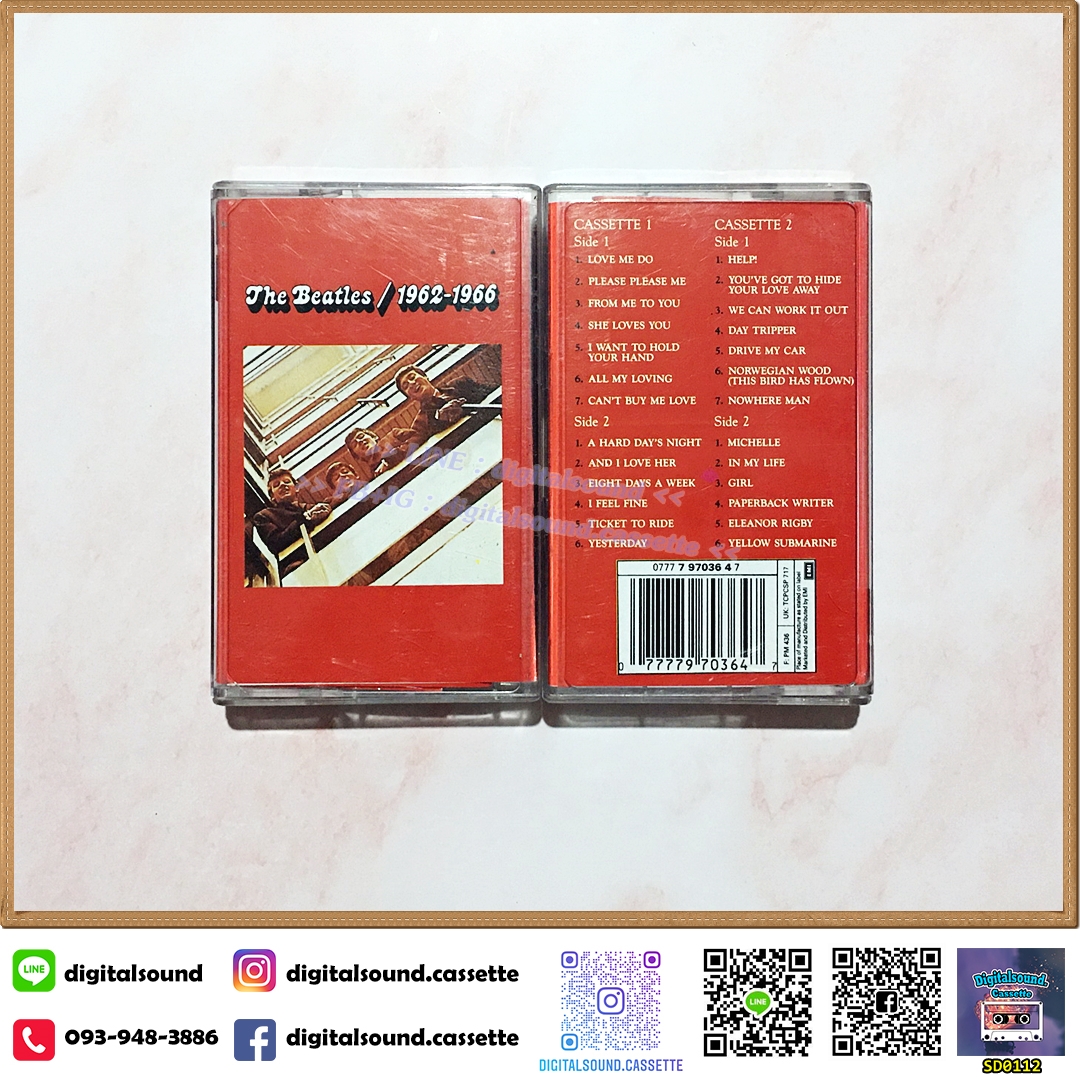 ⚠️ม้วนมีรอยแตก ขายเทปเพลง เทปคาสเซ็ท THE BEATLES อัลบั้ม The Beatles 1962-1966