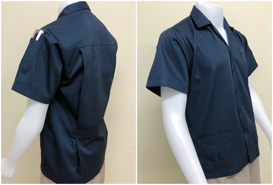 เสื้อวิศวะแขนสั้นแบบสามกระเป๋าจีบสีกรมล้วน (รหัส A8)