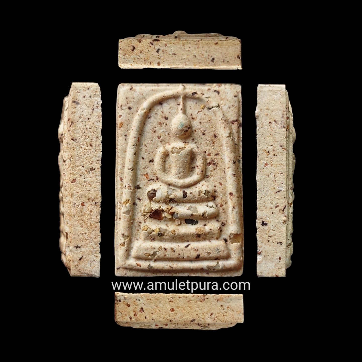 พระสมเด็จบางขุนพรหม รุ่นย้อนยุค ผสมผงเนื้อพระสมเด็จบางขุนพรหมที่ "สมเด็จโต" เสก ชุดไม่แช่น้ำมนต์ (กรรมการ พิมพ์เกศทะลุซุ้ม) ปี47 วัดบางขุนพรหม กรุงเทพฯ (หลังปั้มตรายางวัด กล่องไม้)