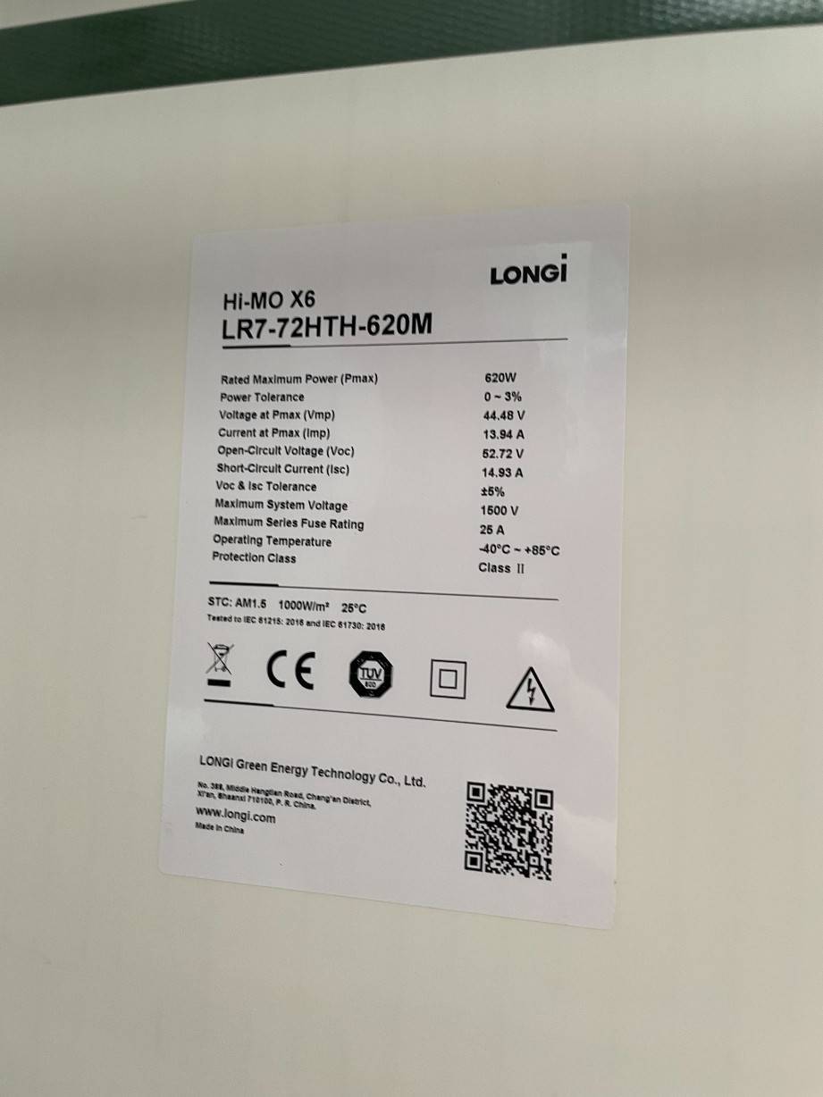 SOLAR CELL 620W LONGI HIMO-X6 P-TYPE TIE1 MONO HALF CELL 30MM.